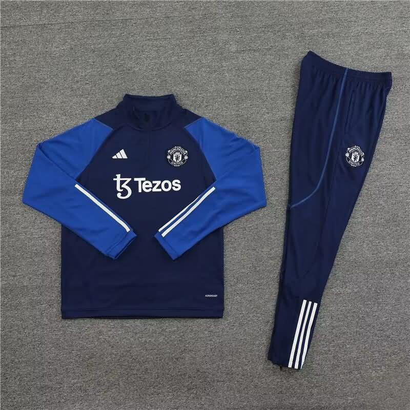 AAA Quality Manchester United 23/24 Dark Blue Soccer Tracksuit
