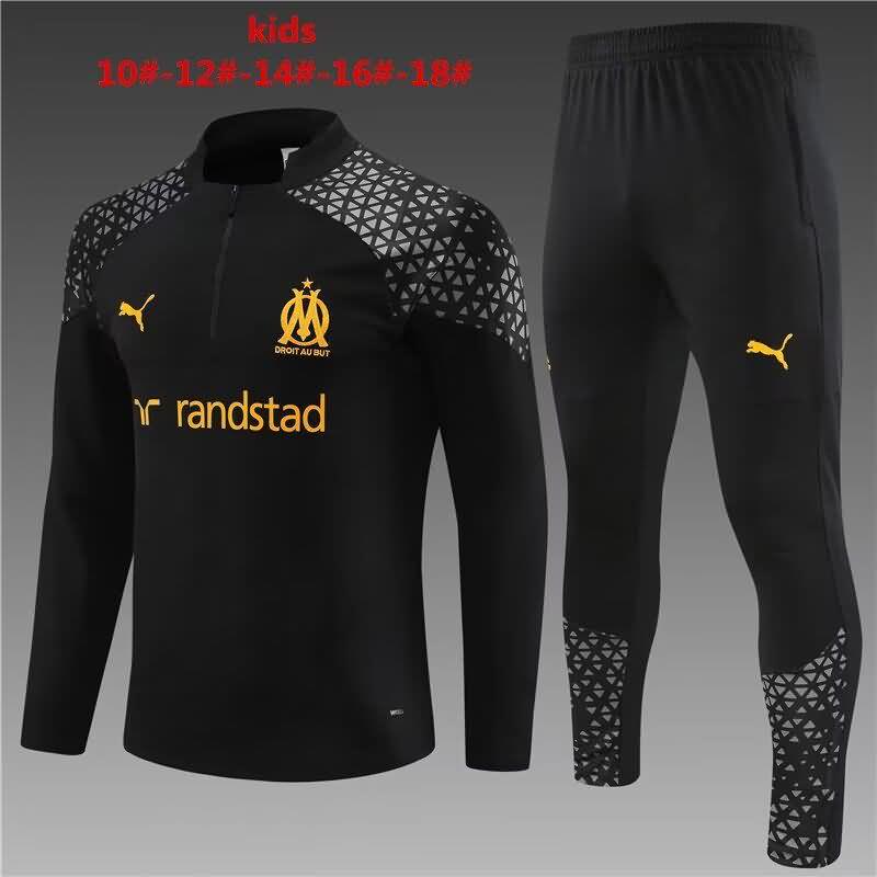 Kids AAA Quality Marseilles 23/24 Black Soccer Tracksuit