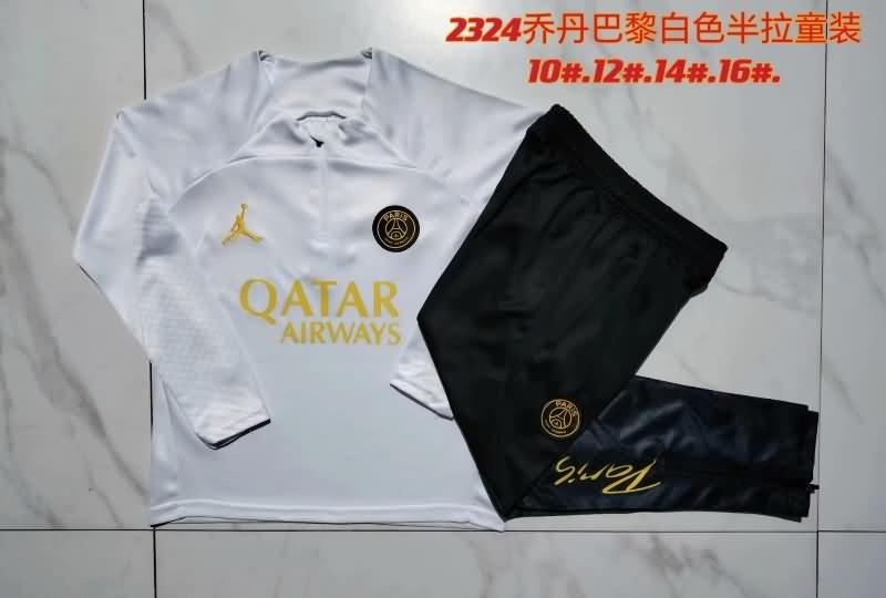 Kids AAA Quality Paris St German 23/24 White Soccer Tracksuit
