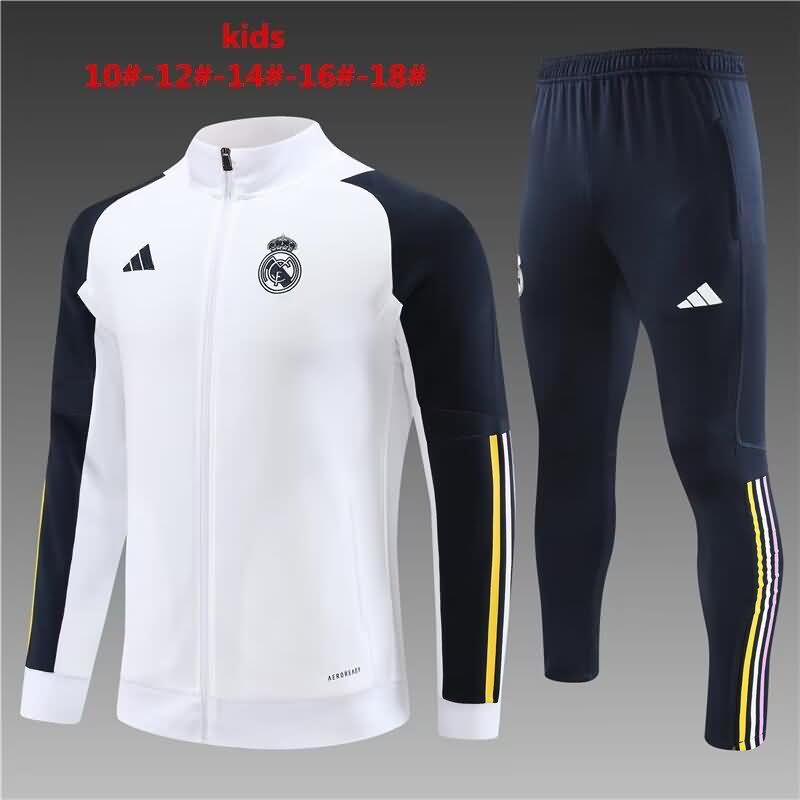 Kids AAA Quality Real Madrid 23/24 White Soccer Tracksuit 02