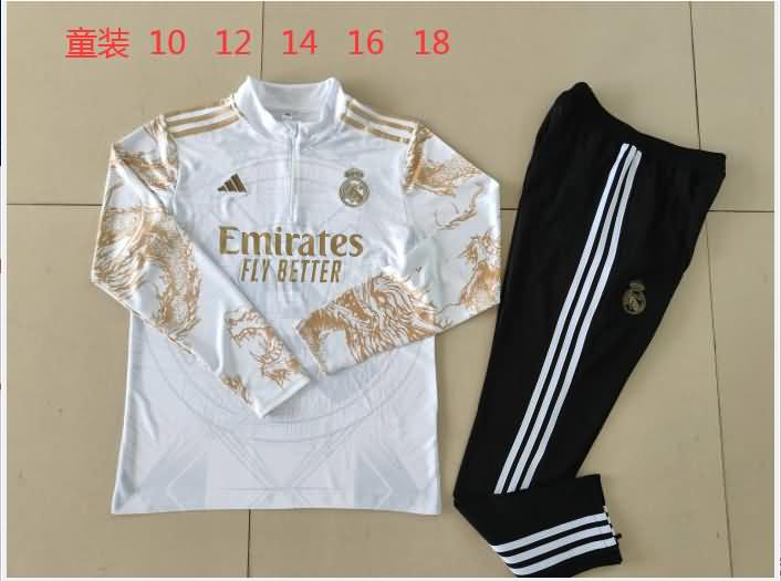 Kids AAA Quality Real Madrid 23/24 White Soccer Tracksuit 04
