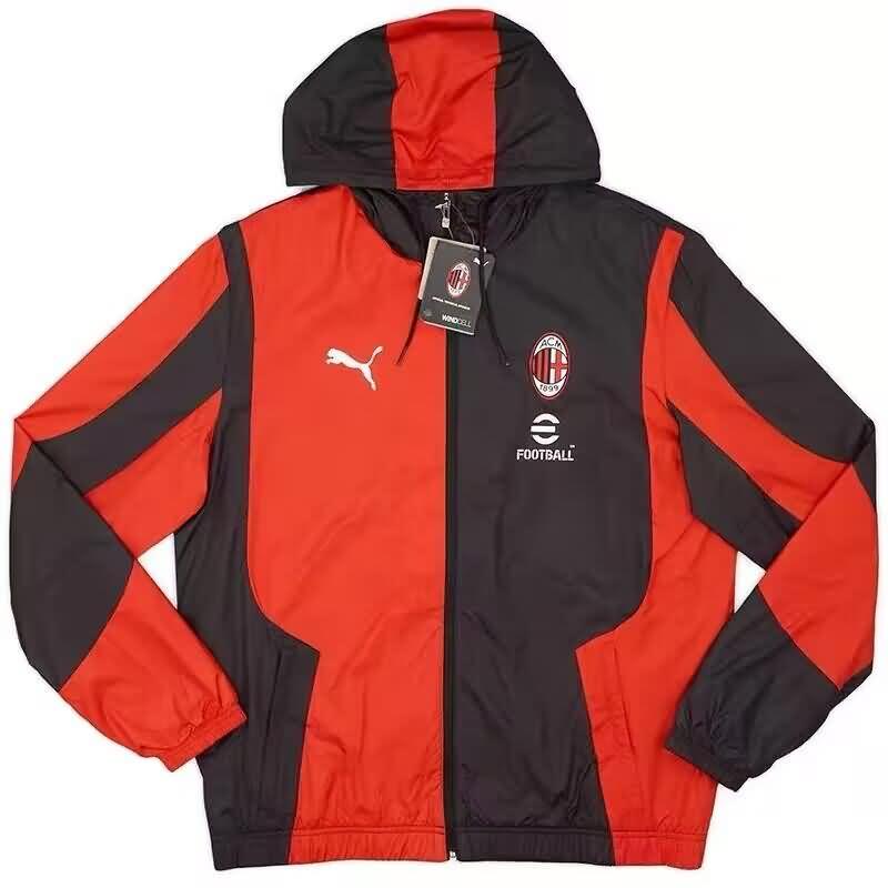 AAA Quality AC Milan 23/24 Red Black Soccer Windbreaker