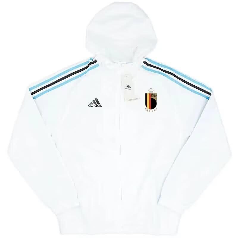 AAA Quality Belgium 2024 White Soccer Windbreaker