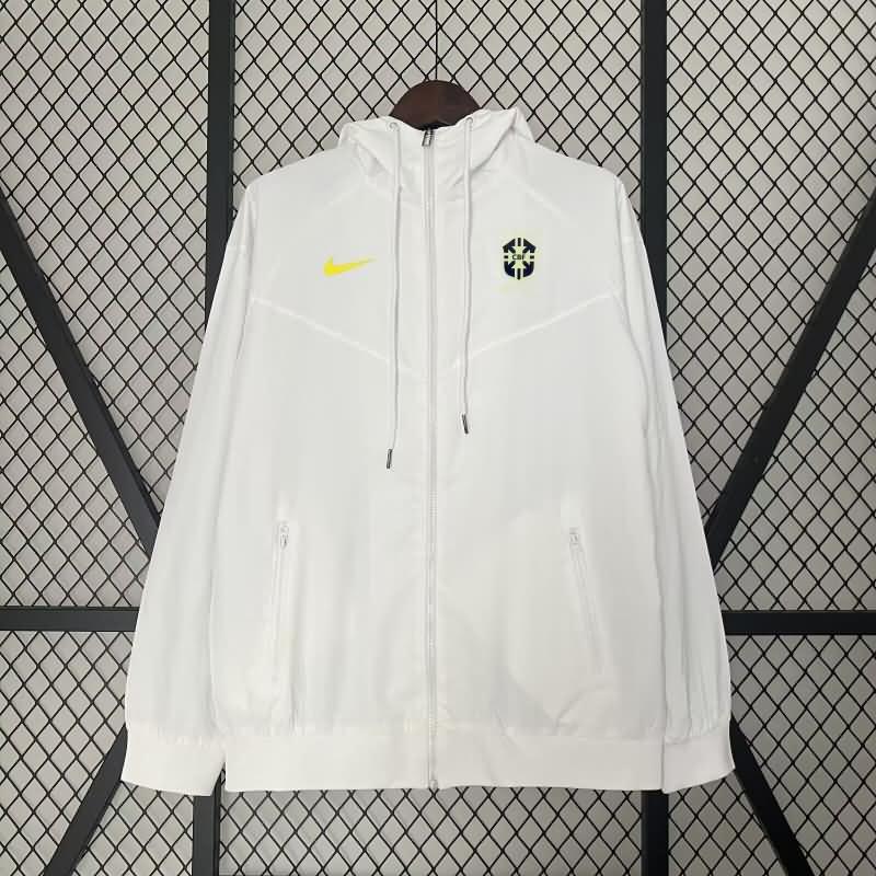 AAA Quality Brazil 2024 White Soccer Windbreaker