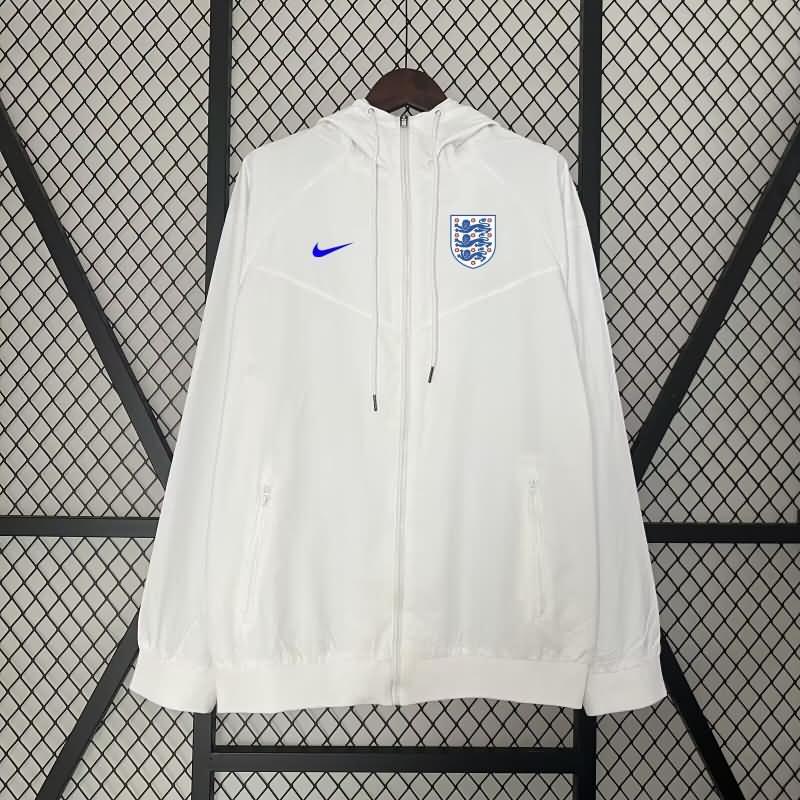 AAA Quality England 2024 White Soccer Windbreaker