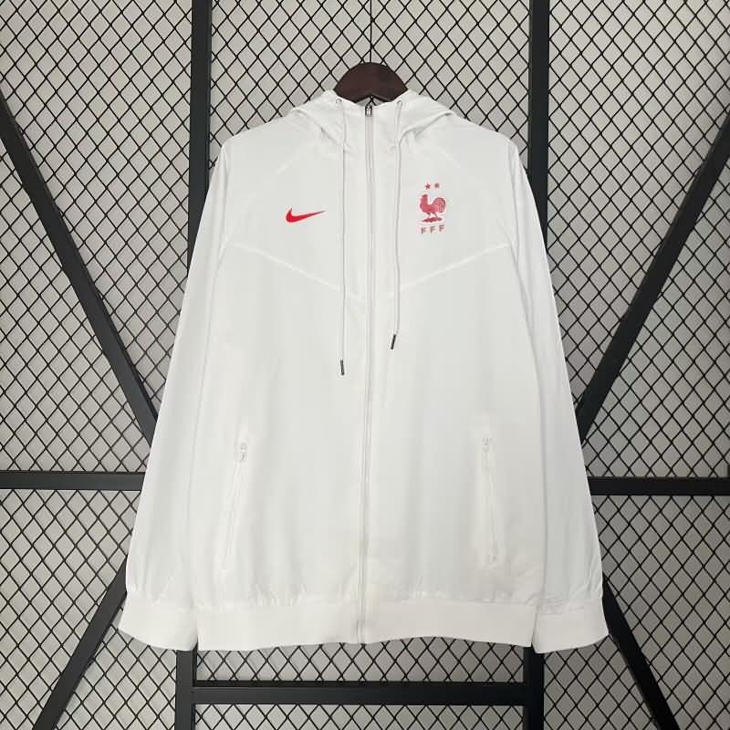 AAA Quality France 2024 White Soccer Windbreaker