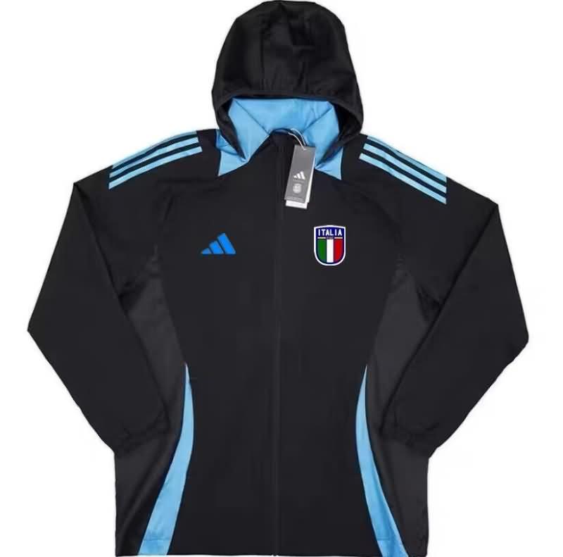 AAA Quality Italy 2024 Black Soccer Windbreaker