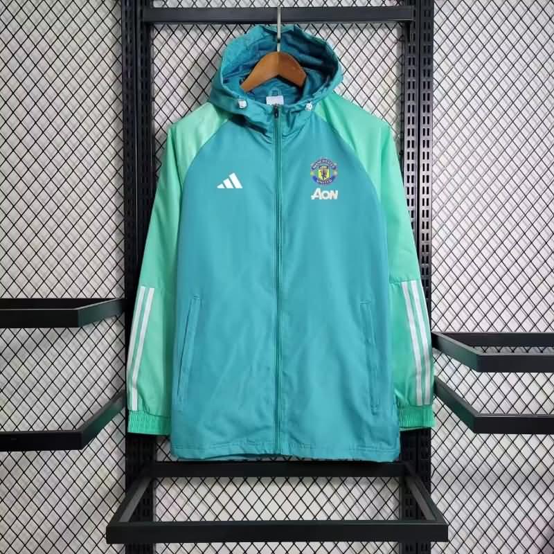 AAA Quality Manchester United 23/24 Green Soccer Windbreaker