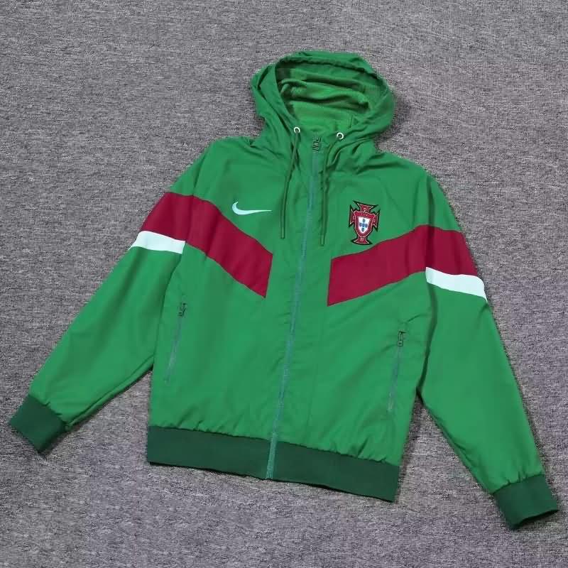 AAA Quality Portugal 2024 Green Soccer Windbreaker