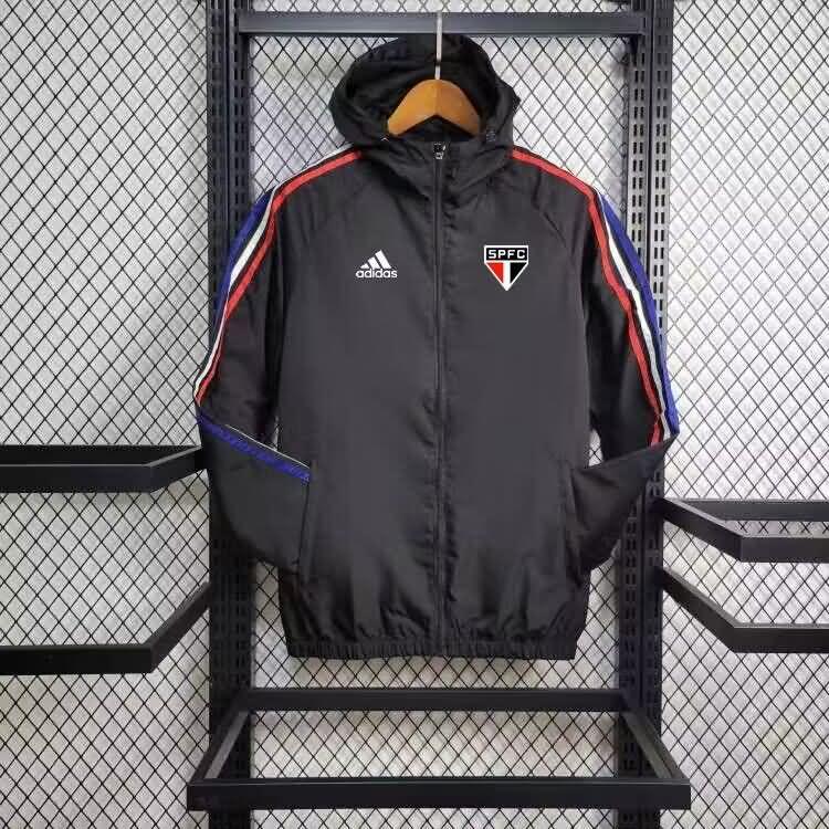 AAA Quality Sao Paulo 2024 Black Soccer Windbreaker 02