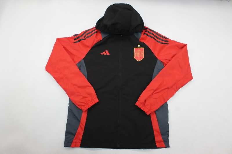 AAA Quality Spain 2024 Black Soccer Windbreaker