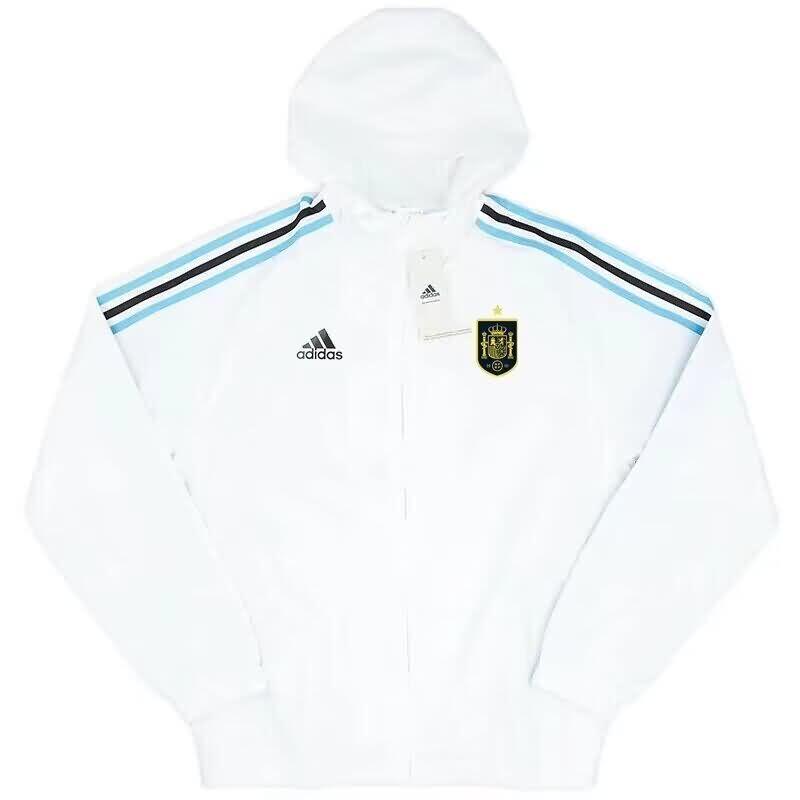 AAA Quality Spain 2024 White Soccer Windbreaker