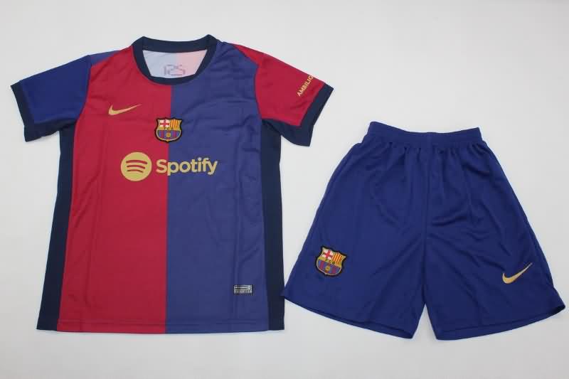 Kids Barcelona 24/25 Home Soccer Jersey And Shorts Leaked