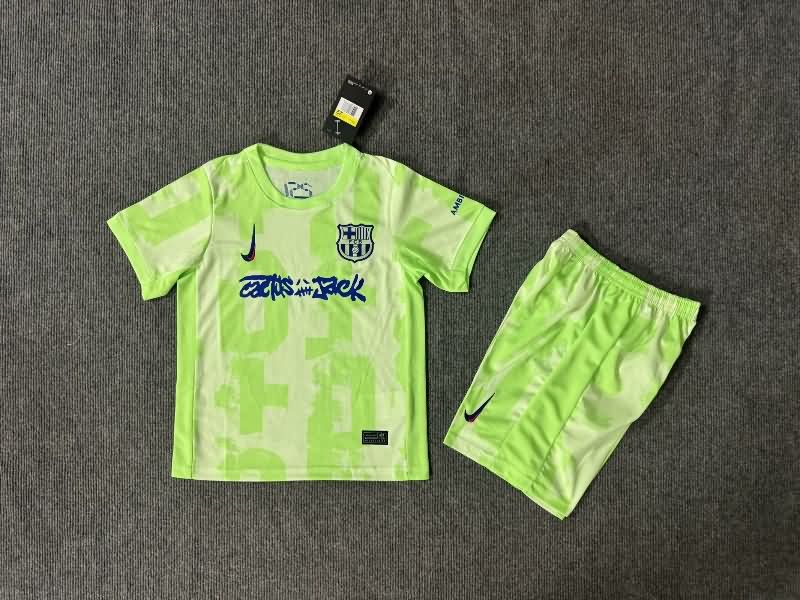 Kids Barcelona 24/25 Third Soccer Jersey And Shorts Sponsor 03