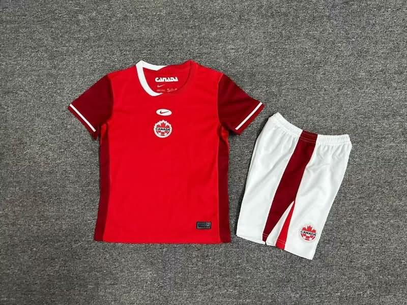 Kids Canada 2024 Copa America Home Soccer Jersey And Shorts