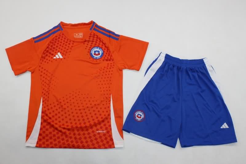 Kids Chile 2024 Copa America Home Soccer Jersey And Shorts