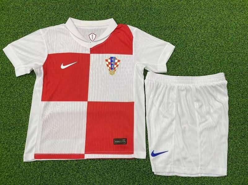 Kids Croatia 2024 Home Soccer Jersey And Shorts (Player)