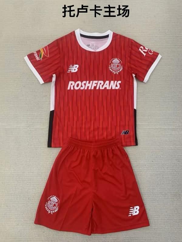 Kids Deportivo Toluca 24/25 Home Soccer Jersey And Shorts