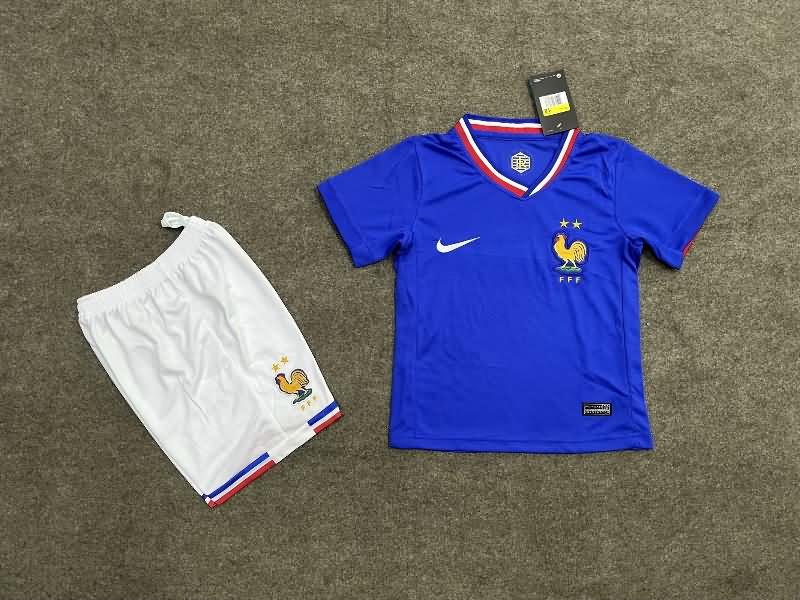 Kids France 2024 Home Soccer Jersey And Shorts