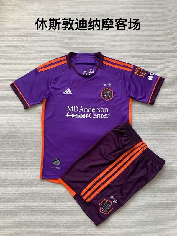 Kids Houston Dynamo 2024 Away Soccer Jersey And Shorts