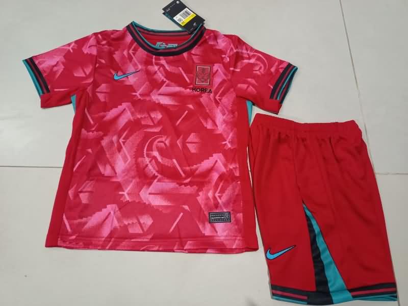 Kids Korea 2024 Home Soccer Jersey And Shorts