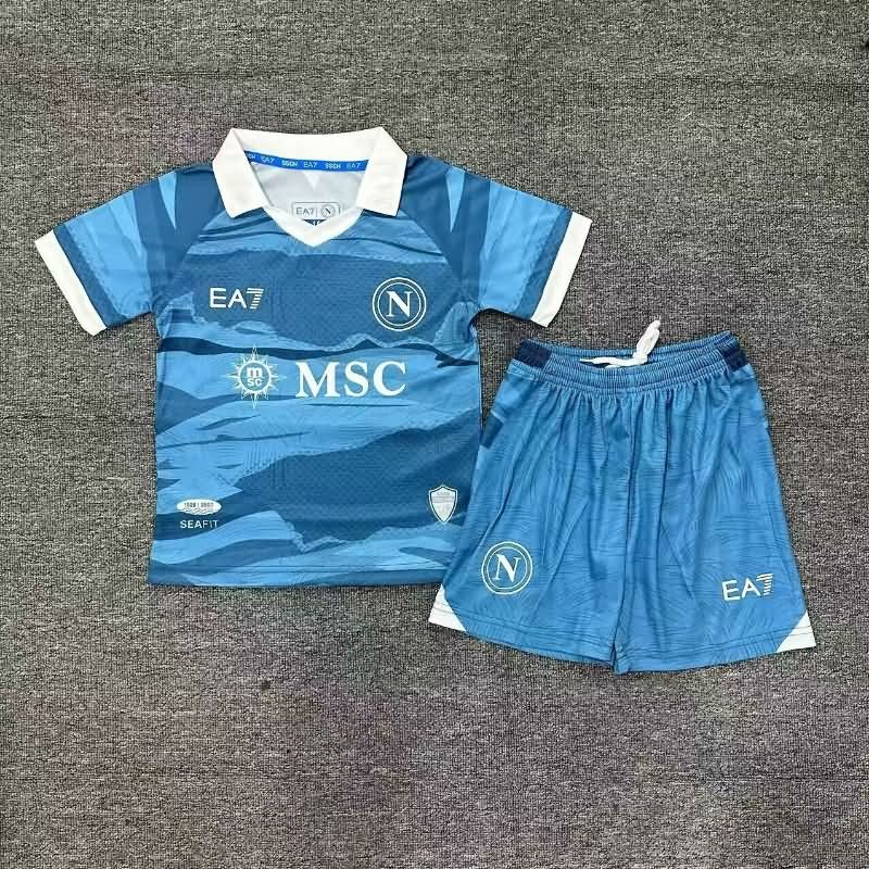 Kids Napoli 24/25 Fourth Soccer Jersey And Shorts