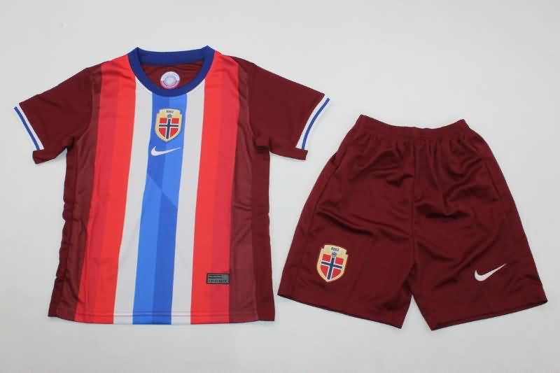 Kids Norway 2024 Home Soccer Jersey And Shorts