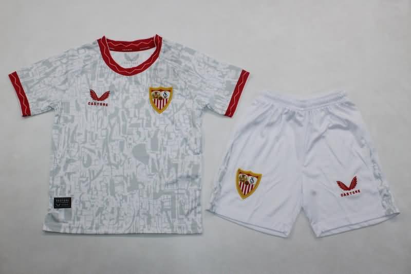 Kids Sevilla 24/25 Home Soccer Jersey And Shorts