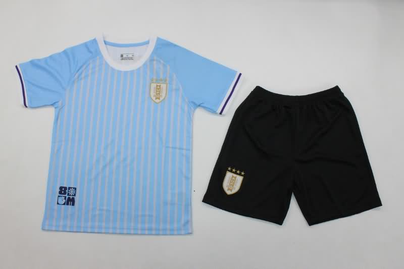 Kids Uruguay 2024 Copa America Home Soccer Jersey And Shorts