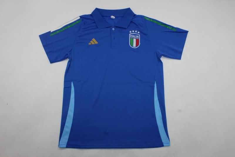 AAA Quality Italy 2024 Blue Polo Soccer T-Shirt