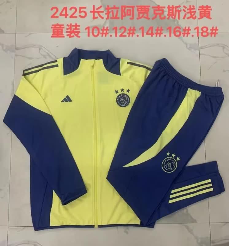 Kids AAA Quality Ajax 24/25 Yellow Soccer Tracksuit 02