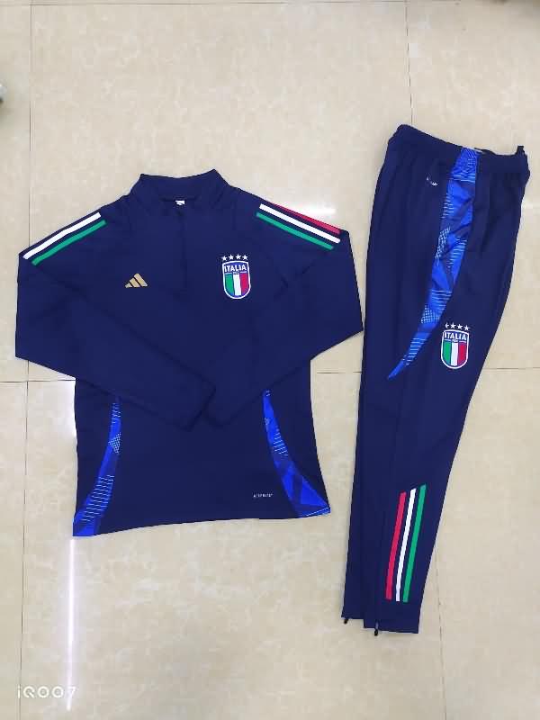 AAA Quality Italy 2024 Dark Blue Soccer Tracksuit 02