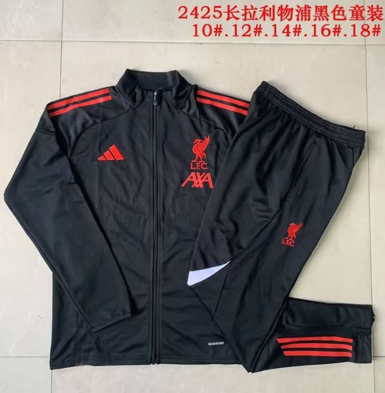 Kids AAA Quality Liverpool 24/25 Black Soccer Tracksuit 02