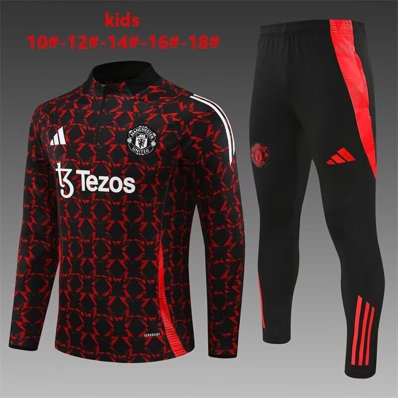 Kids AAA Quality Manchester United 24/25 Red Soccer Tracksuit