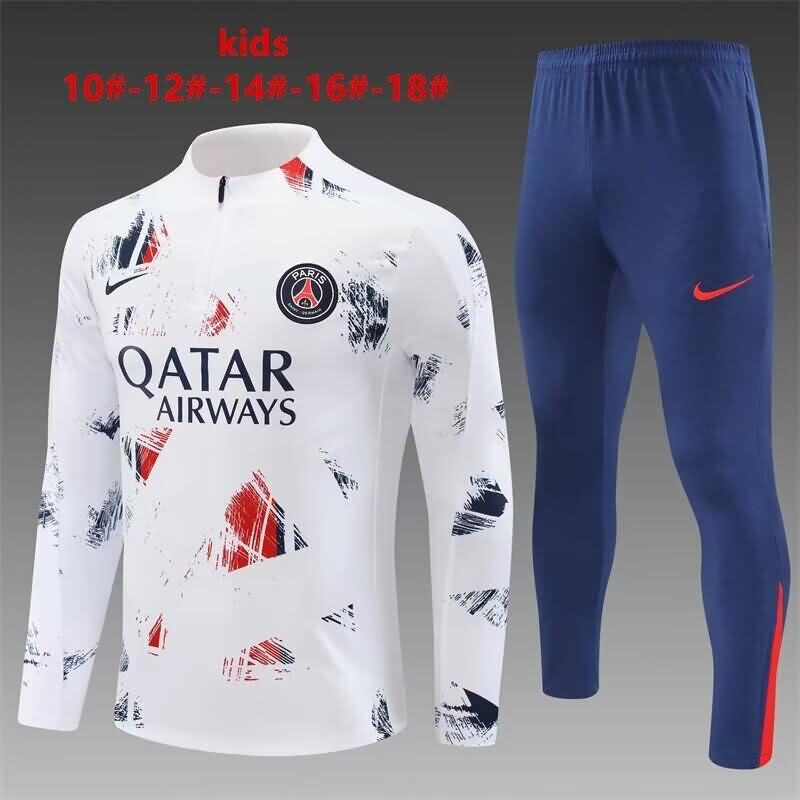 Kids AAA Quality Paris St German 24/25 White Soccer Tracksuit