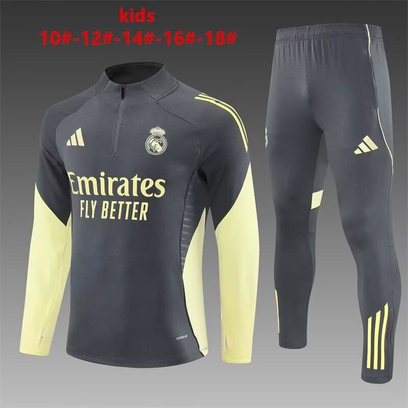 Kids AAA Quality Real Madrid 24/25 Grey Soccer Tracksuit 04