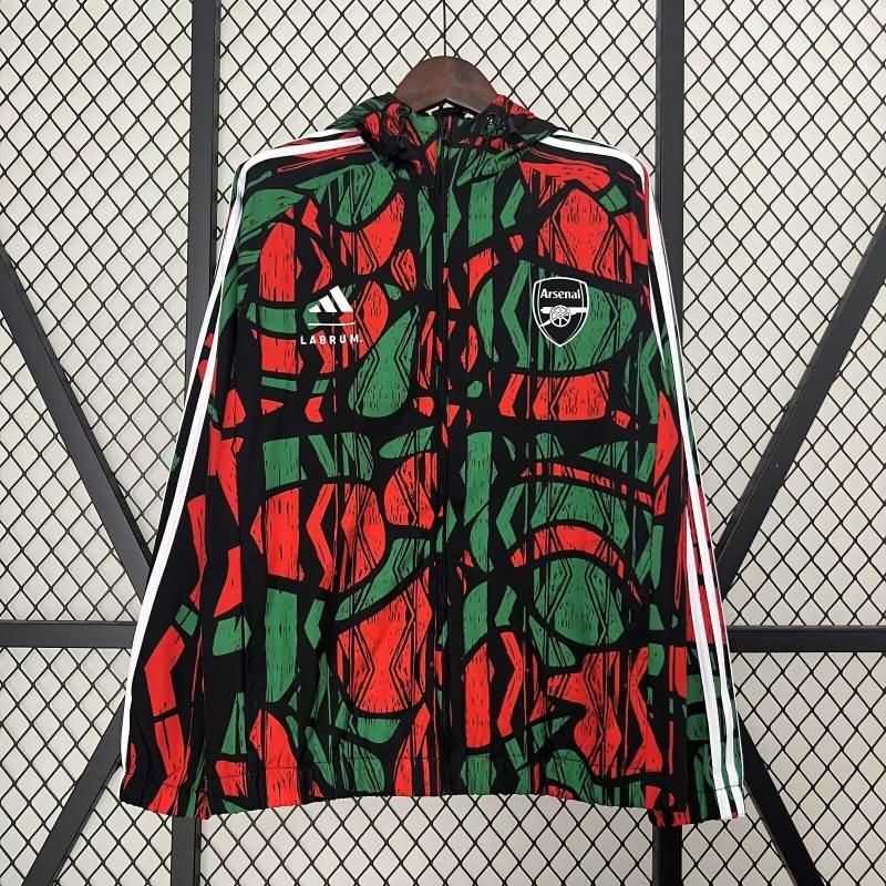 AAA Quality Arsenal 24/25 Red Green Soccer Windbreaker