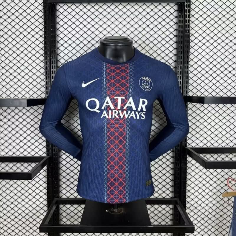 AAA Quality Paris St German 25/26 Home Long Sleeve Soccer Jersey (Player) Leaked