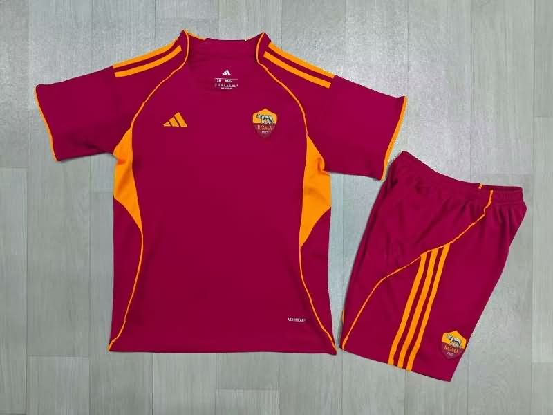Kids AS Roma 25/26 Home Soccer Jersey And Shorts