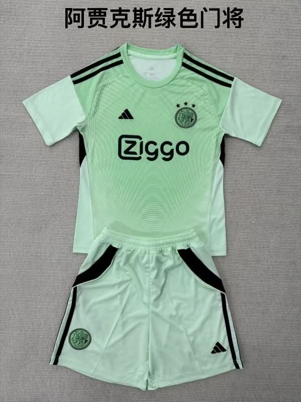 Kids Ajax 25/26 Goalkeeper Green Soccer Jersey And Shorts