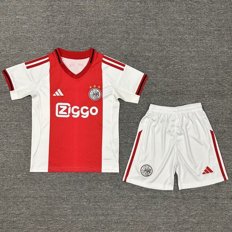Kids Ajax 25/26 Home Soccer Jersey And Shorts