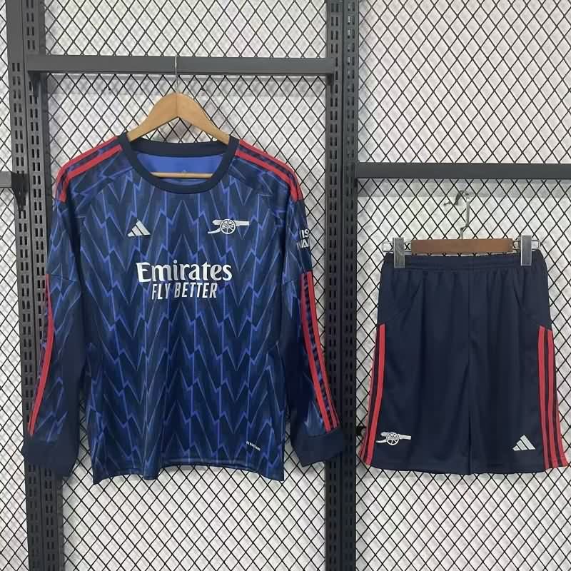 Kids Arsenal 25/26 Away Long Sleeve Soccer Jersey And Shorts