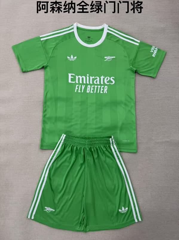 Kids Arsenal 25/26 Goalkeeper Green Soccer Jersey And Shorts
