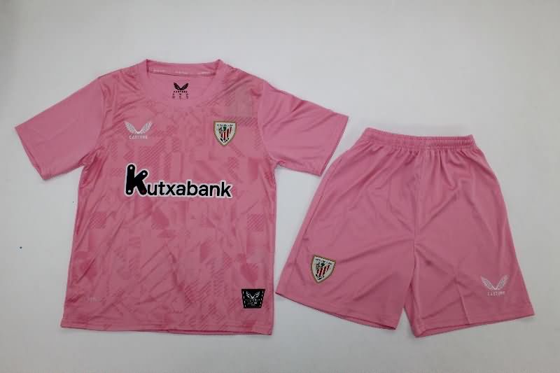 Kids Athletic Bilbao 25/26 Goalkeeper Pink Soccer Jersey And Shorts