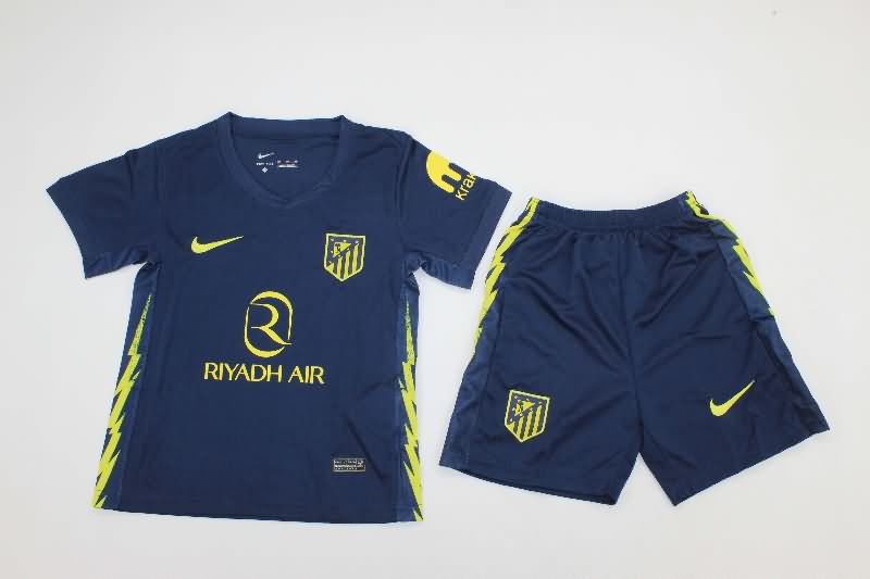 Kids Atletico Madrid 25/26 Away Soccer Jersey And Shorts