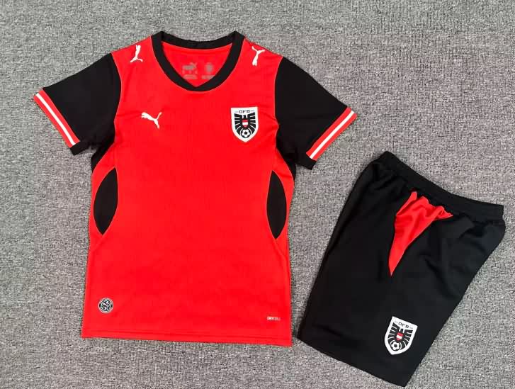 Kids Austria 2026 Home Soccer Jersey And Shorts
