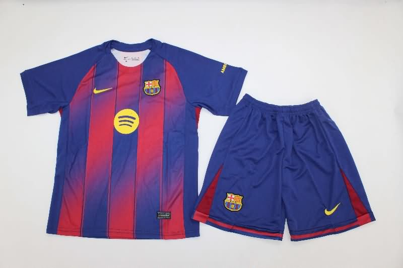 Kids Barcelona 25/26 Home Soccer Jersey And Shorts
