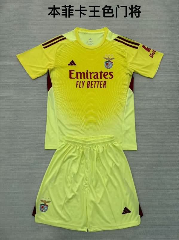 Kids Benfica 25/26 Goalkeeper Yellow Soccer Jersey And Shorts