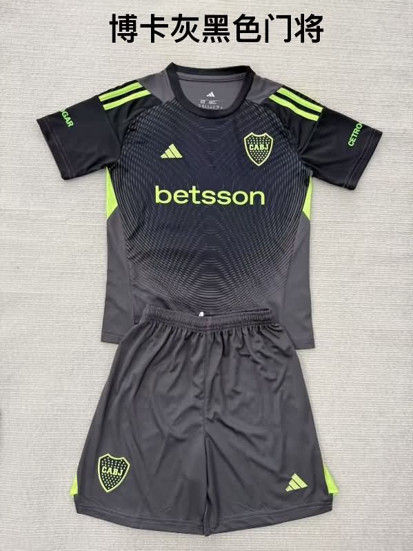 Kids Boca Juniors 25/26 Goalkeeper Black Soccer Jersey And Shorts