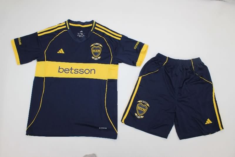 Kids Boca Juniors 25/26 Home Soccer Jersey And Shorts